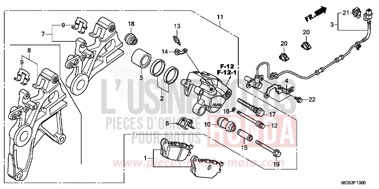 REAR BRAKE CALIPER for NC700X Dual Cluth ABS DEGITAL SILVER METALLIC (NHA30) from 2013